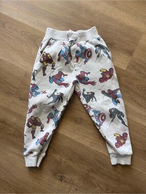 Marvel Beige Sweatpants with Multicolor Superhero Print 5